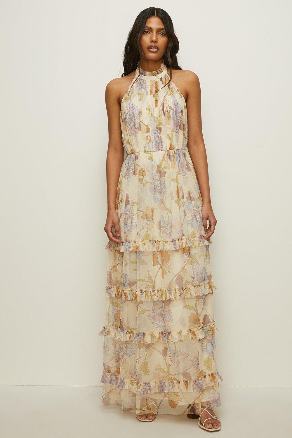 Floral tiered outlet maxi dress